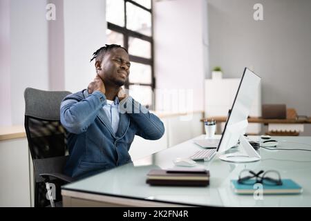 Bad Posture Neck Pain Stock Photo