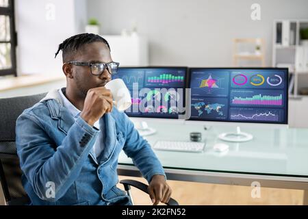 Analyst Man Looking At Business Data Analytics Dashboard Stock Photo ...