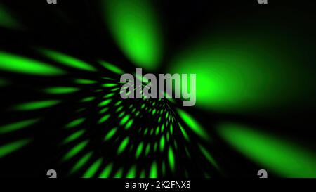 Driving through green dots tunnel Stock Photo