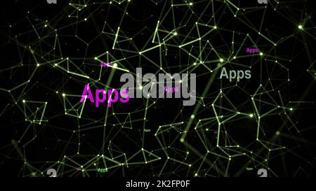 Apps text against network background Stock Photo - Alamy