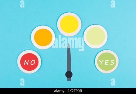 Loading bar with the words yes and no, communication symbol, business and education concept, minimalism, asking questions, looking for an answer Stock Photo