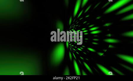 Driving through green dots tunnel Stock Photo