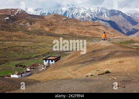 Buddha statue in Langza village.in Himalayas Stock Photo