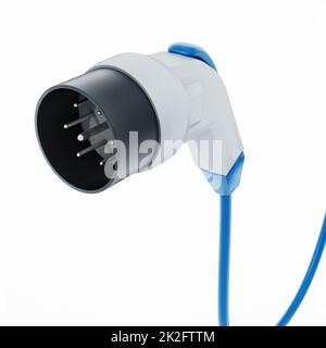 Electric car plug isolated on white background. 3D illustration Stock Photo