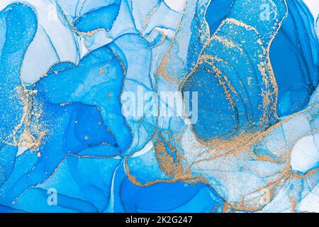 Alcohol ink blue, purple texture. Watercolor background for design.  High resolution oil painted texture for text. Seamless backdrop. Blue  brushstrok Stock Photo
