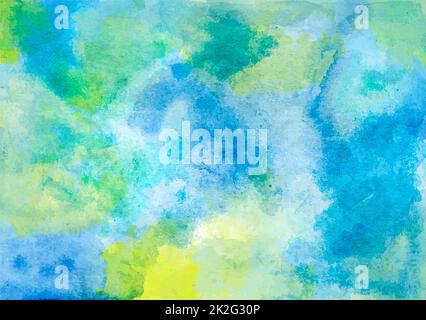 Watercolor blue,green background painting. Grunge watercolor backdrop. Hand painted colorful texture. Ink texture. There is blank place for text, for Stock Photo