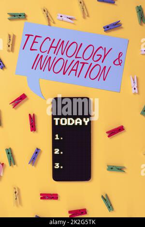 Text showing inspiration Technologyandinnovation. Concept meaning Application of better Solution for New Market Needs Stock Photo