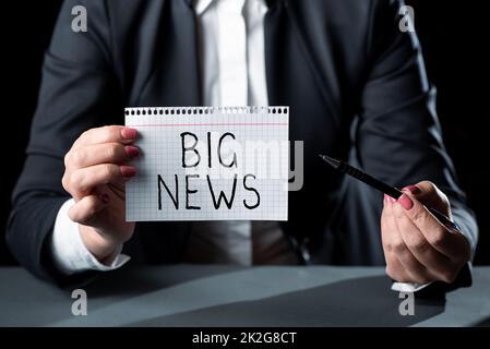Text caption presenting Big News. Word Written on knowing actions no one heard about it yet Teleporter journalist Stock Photo
