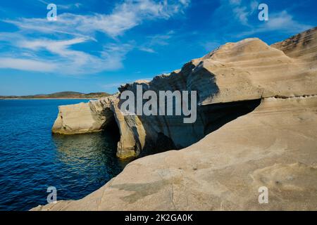 Famous Sarakiniko beach on Milos island in Greece Stock Photo