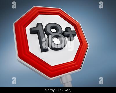 18 plus adult viewer roadsign Stock Photo