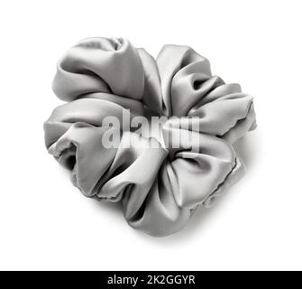 Stylish grey scrunchy on white background Stock Photo