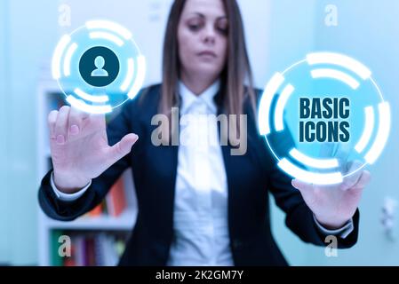 Writing displaying text Basic Icons. Business concept pictogram or ideogram displayed on a computer screen or phone Stock Photo