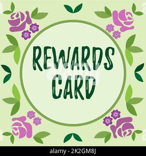 Handwriting text Rewards Card. Concept meaning Help earn cash points miles from everyday purchase Incentives Stock Photo