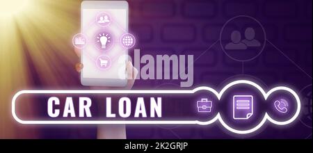 Writing displaying text Car Loan. Business overview taking money from bank with big interest to buy new vehicle Stock Photo