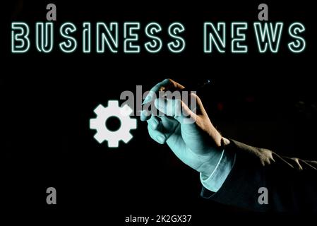 Sign displaying Business News. Conceptual photo Commercial Notice Trade Report Market Update Corporate Insight Stock Photo