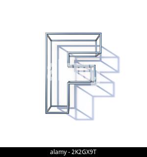 Steel wire frame font Letter F 3D Stock Photo