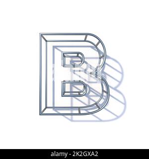 Steel wire frame font Letter B 3D Stock Photo