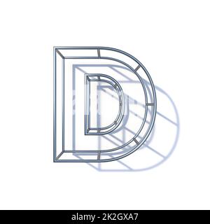 Steel wire frame font Letter D 3D Stock Photo