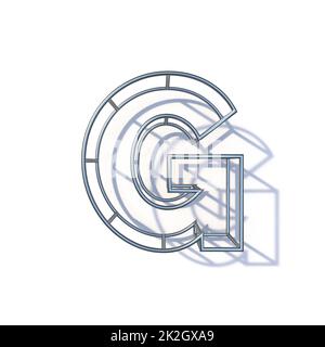 Steel wire frame font Letter G 3D Stock Photo