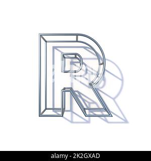 Steel wire frame font Letter R 3D Stock Photo