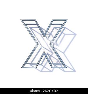 Steel wire frame font Letter X 3D Stock Photo