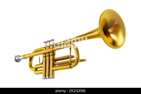 Brass trombone isolated on white background Stock Photo