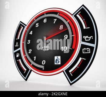 Engine RPM gauge. 3D illustration Stock Photo - Alamy