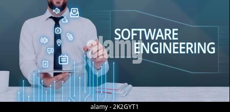 Conceptual caption Software Engineering. Word for Program Development in Systematic Quantifiable approach Stock Photo