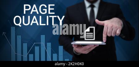 Text showing inspiration Page Quality. Word Written on Effectiveness of a website in terms of appearance and function Stock Photo