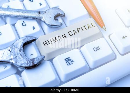 Text caption presenting Human Capital. Business concept Intangible Collective Resources Competence Capital Education Stock Photo