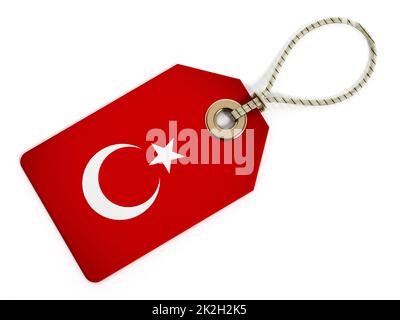 Turkish flag on isolated tag Stock Photo