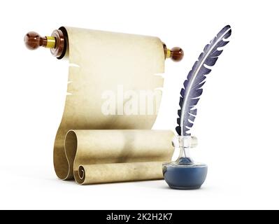 Parchment, quill and ink Stock Photo