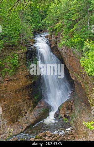 Secluded Waterfall in the North Woods Stock Photo