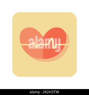 Abstract button heart pulse icon on white background - Vector Stock Photo
