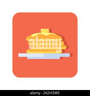 Abstract button icon plate with pancakes on a white background - Vector Stock Photo