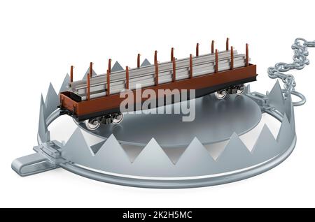 3d rendering of isolated metal bear trap on the white background Stock ...