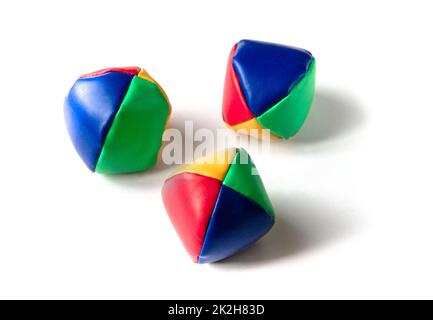 Colorful juggling balls isolated on white Stock Photo