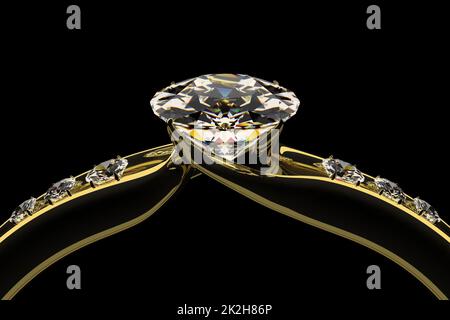 Diamond ring on black Stock Photo
