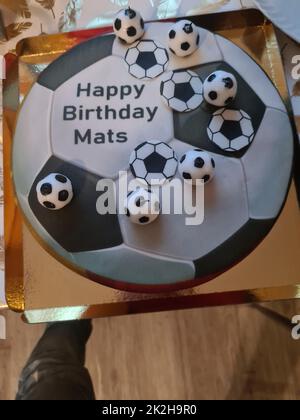 Funny and lovely sporty birthday cake. Stock Photo