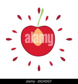 Abstract juicy apple icon with splash on white background - Vector Stock Photo