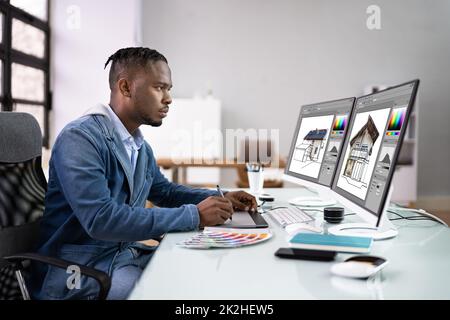 African Graphic Web Designer Stock Photo