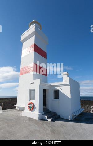 The old lighthouse in Gardur at Reykjanes Peninsula Iceland Stock Photo