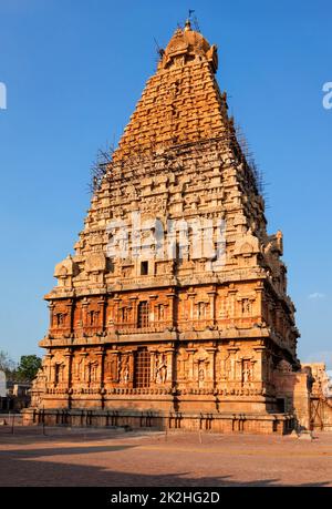 Brihadishwarar Temple tower (vimana). Thanjavur, Tamil Nadu, India Stock Photo