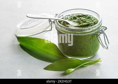 ramson or wild garlic pesto Stock Photo