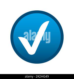 Round media icon vote check mark on white background - Vector Stock Photo