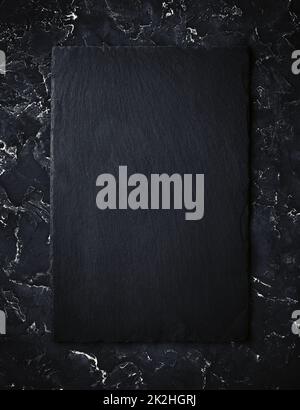 Blank black slate plate Stock Photo