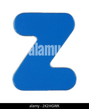 lower case z magnetic letter on white with clipping path Stock Photo