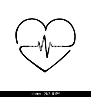 Heart pulse thin line icon isolated on white background - Vector Stock Photo