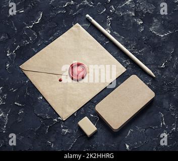 Blank kraft stationery Stock Photo