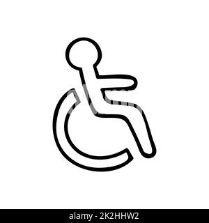 Thin line icon of disability symbol on white background - Vector Stock Photo